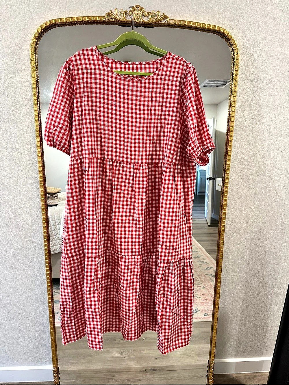 Red & White Gingham Maxi Dress